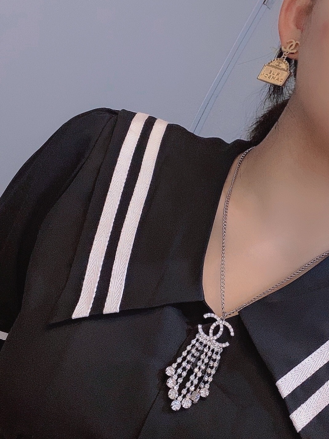 Ch**el Bag Shape Earrings Gold For Women