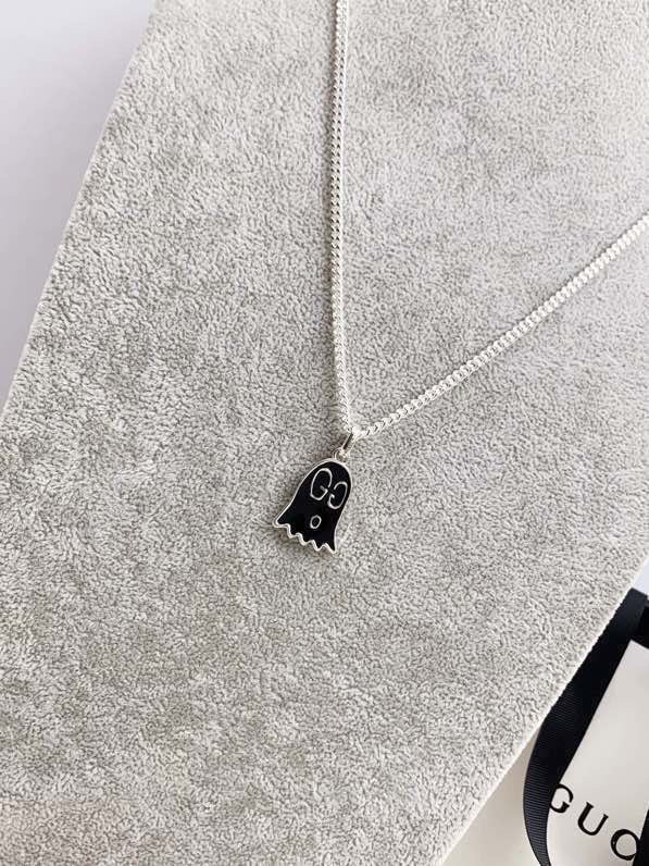 Gvc*1 Black Bell Necklace Silver Tone For Women