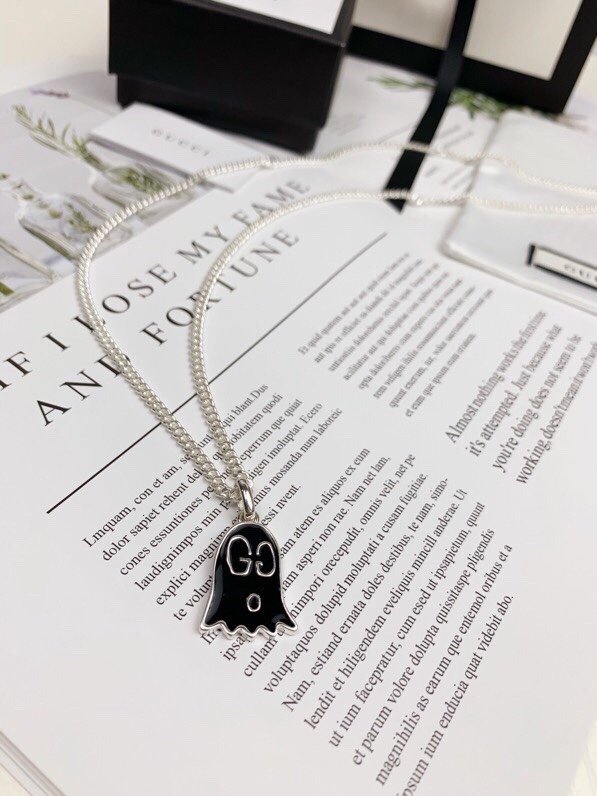 Gvc*1 Black Bell Necklace Silver Tone For Women