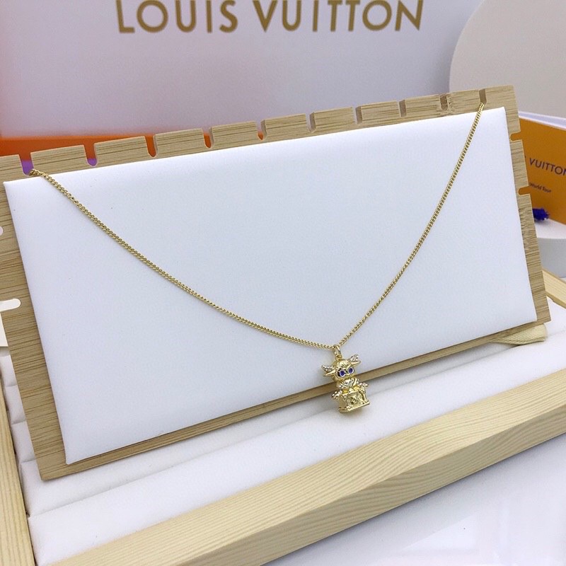 L0vis Vvtt0n Cartoon Figure Pendant Necklace Gold Tone For Women