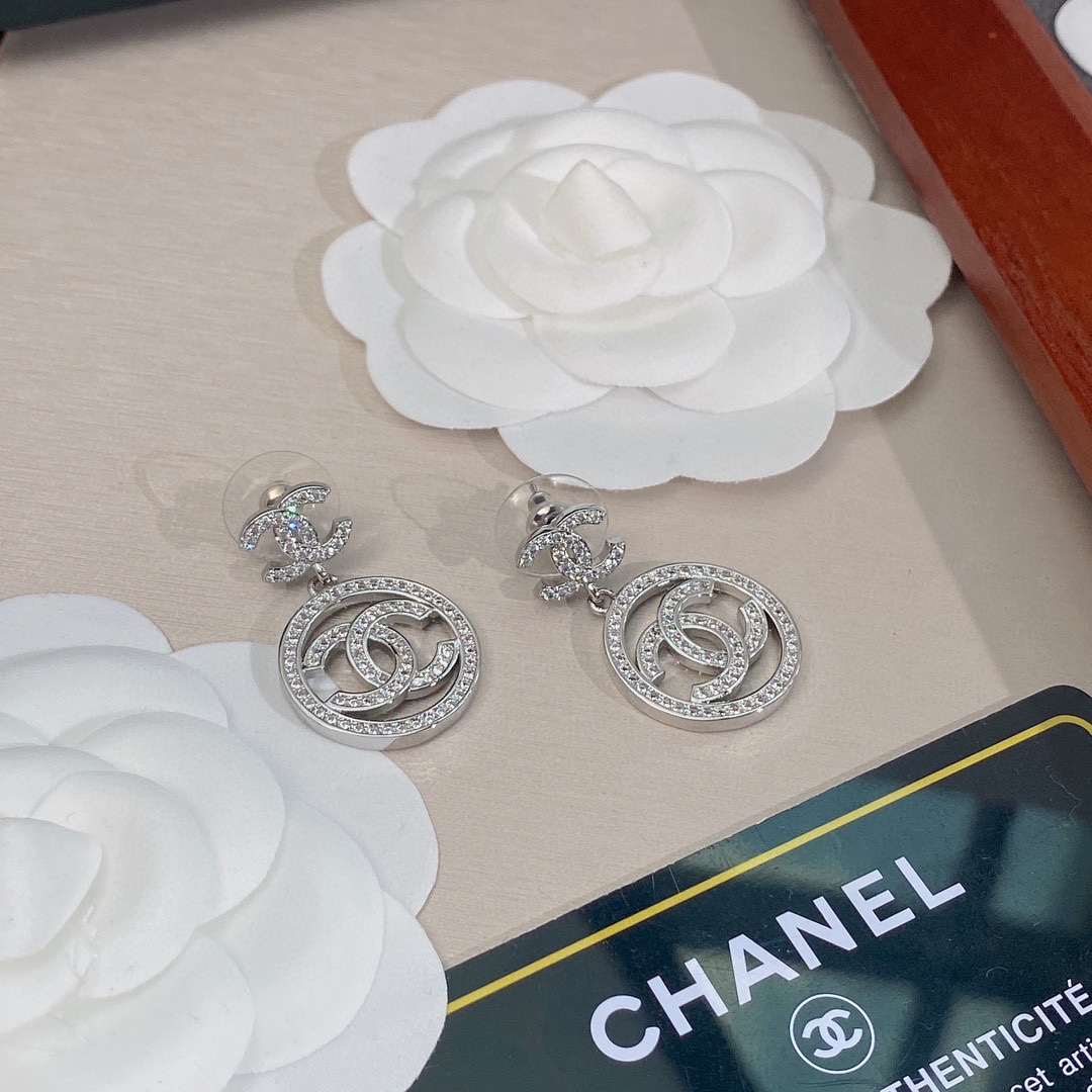 Ch**el Circle Earrings Silver For Women