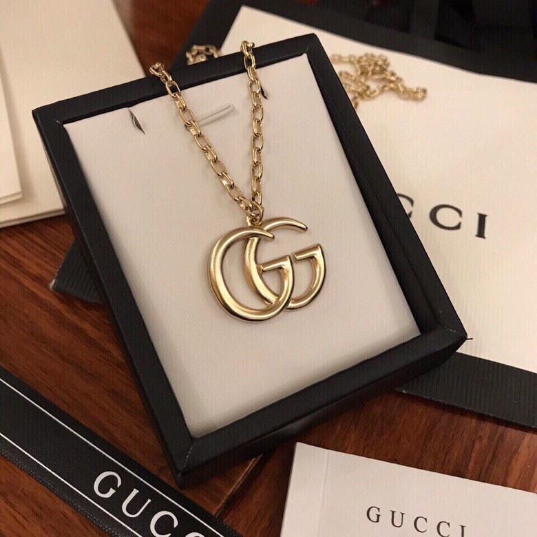 Gvc*1 Douple G Frame Pendant Necklace Gold Tone For Women