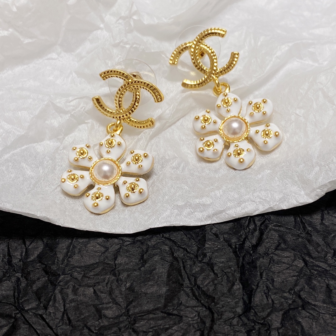 Flower Earrings White For Women