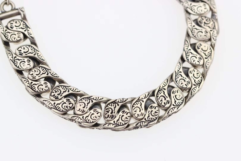 Gvc*1 Interlocking G Chain Bracelet Silver Tone For Men 454285 J8400 0811