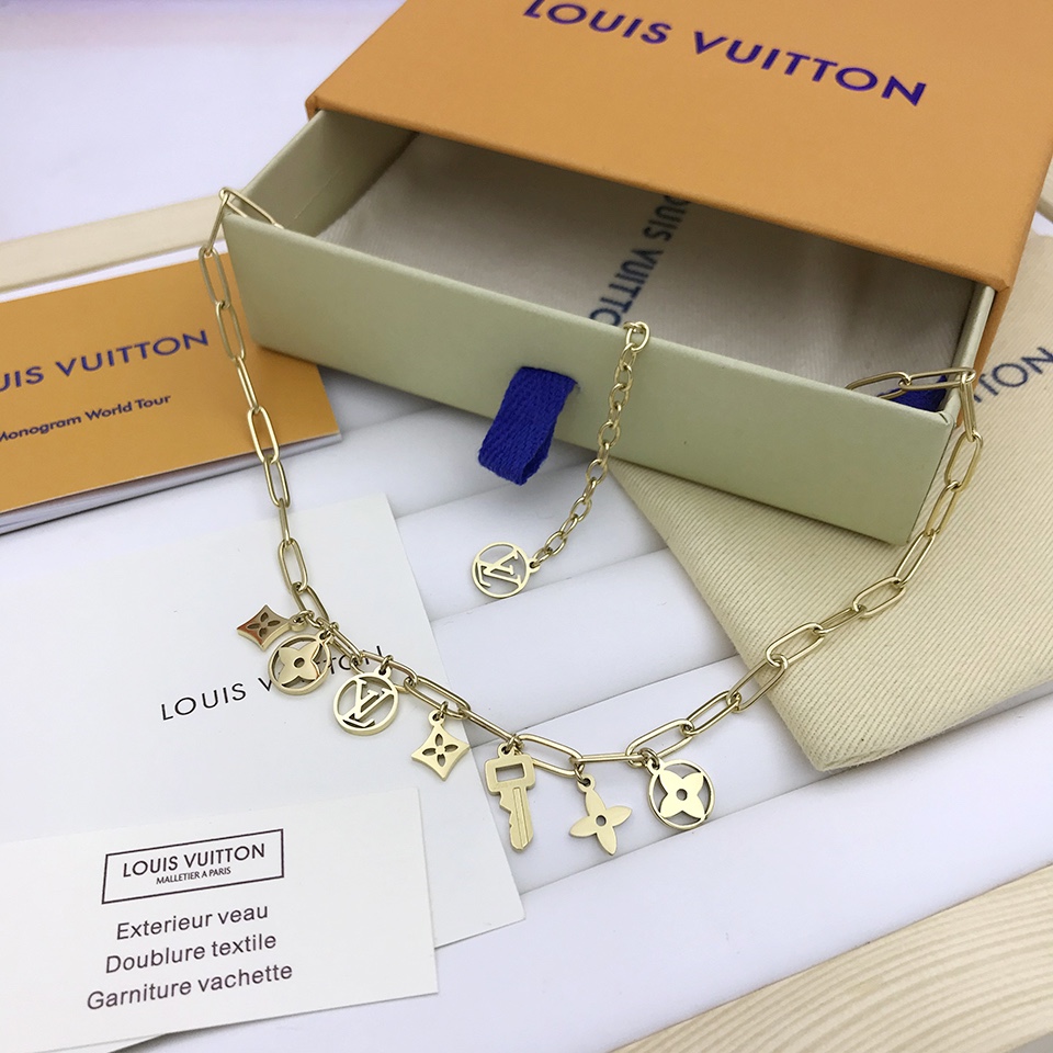 L0vis Vvtt0n Key Big Chain Necklace Gold Tone For Women