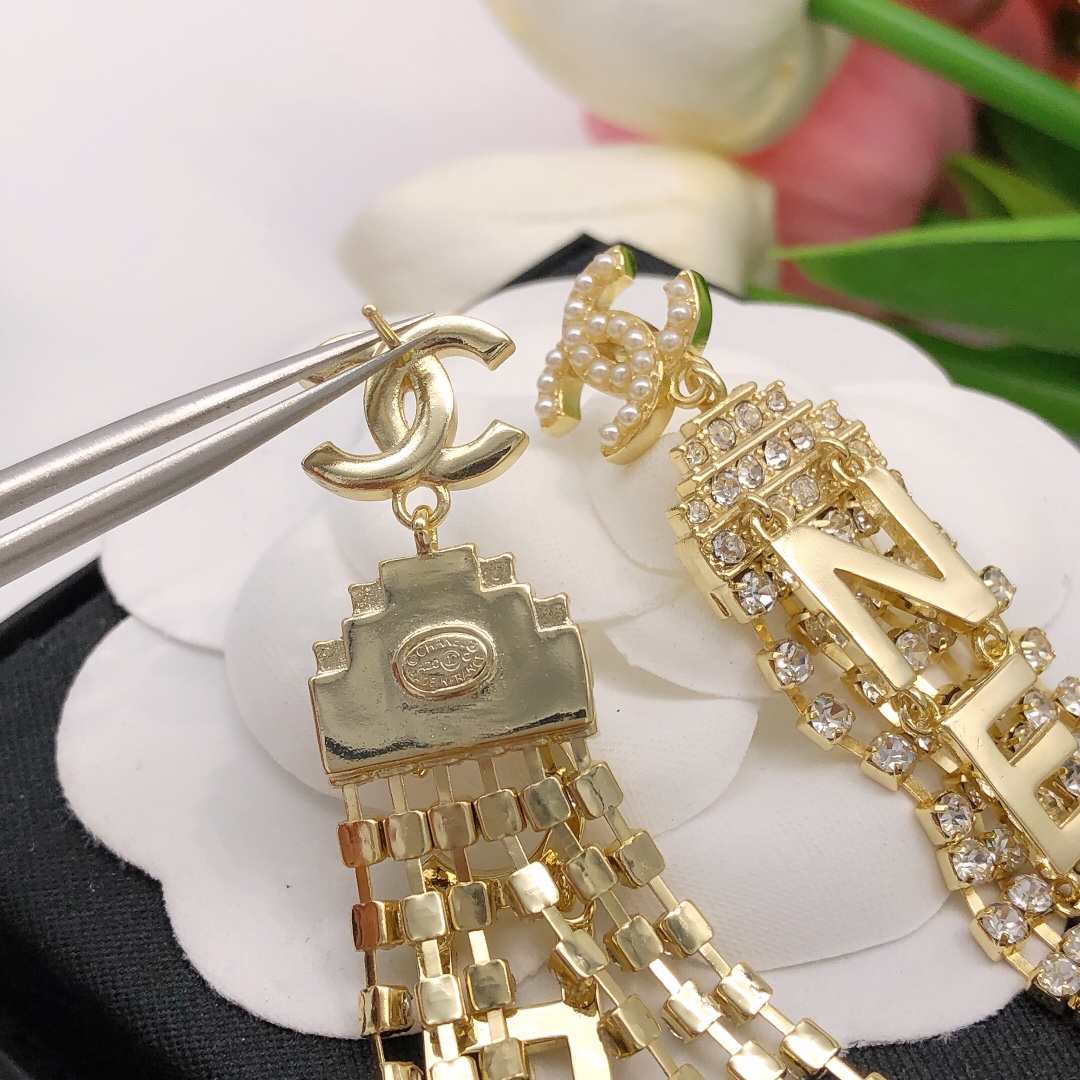 Ch**el Letter Tassel Earring Gold For Women