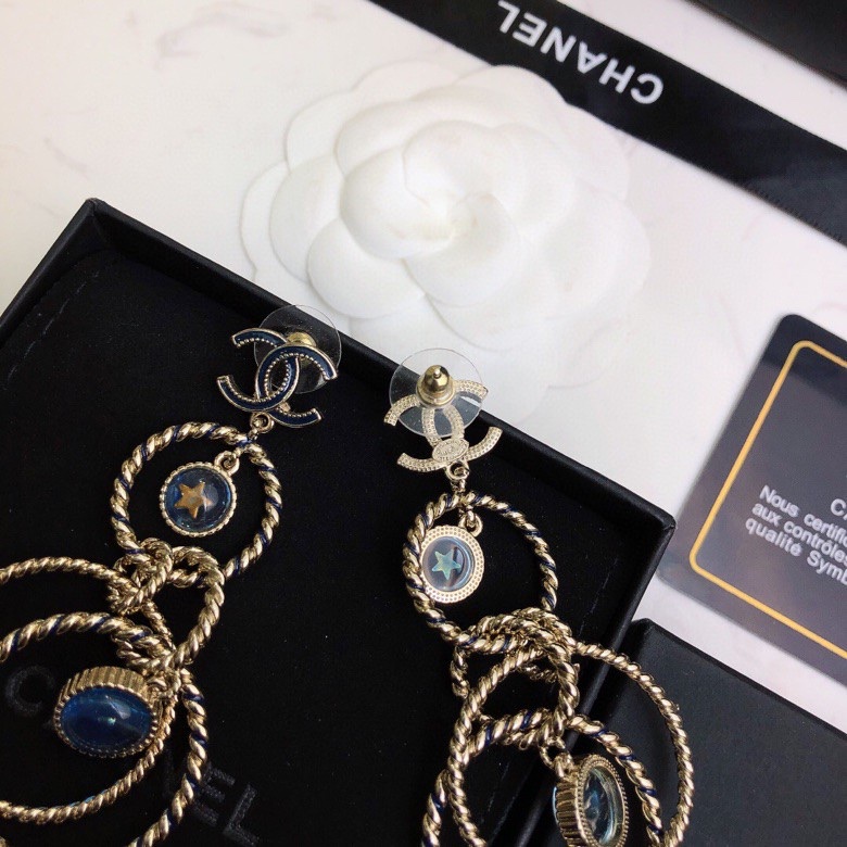 Ch**el Multi Circles Earrings Gold Tone For Women