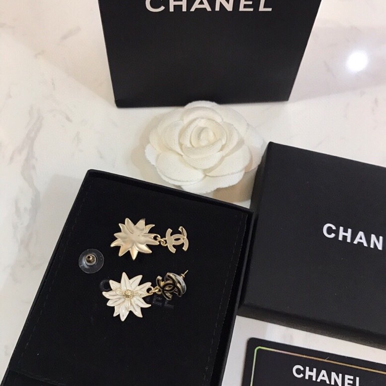 Ch**el Sun Flower Earrings Gold Tone For Women