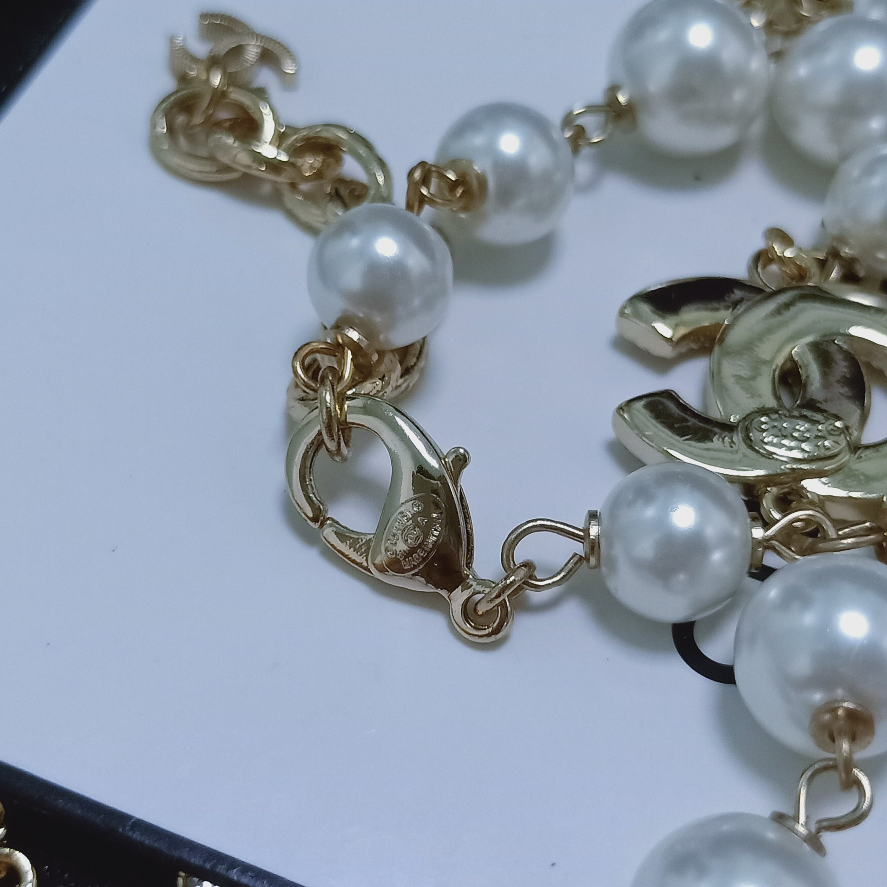 Ch**el Three Ch**el Iconics Pearl Necklace White For Women