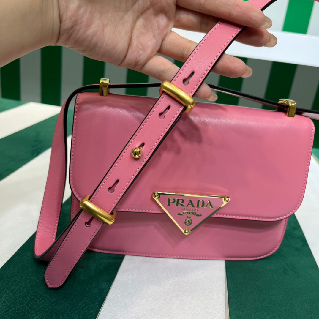 Pra*a Emblème Shoulder Bag In Pink For Women 7.8in/20cm 1BD340_2A3A_F0ZCL_V_UTO