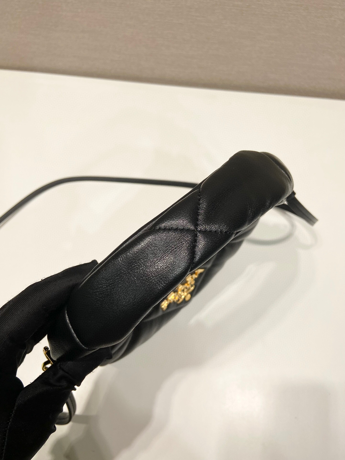 Pra*a Quilted Nappa Shoulder Bag In Black For Women 8.3in/ 21cm