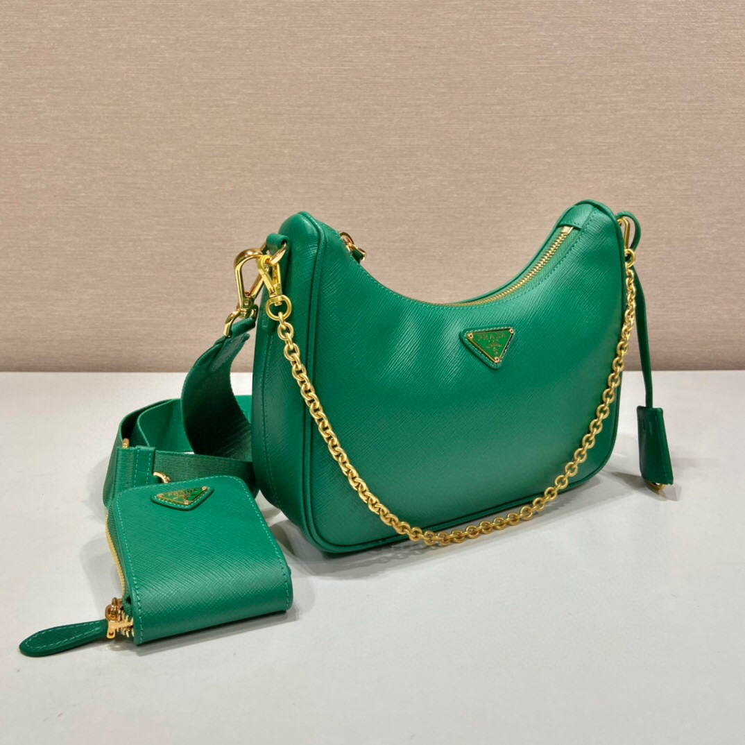 Pra*a Re-Edition 2005 Saffiano Bag In Green For Women 8.6 in/ 22 cm 1BH204_NZV_F0PCL_V_V2M