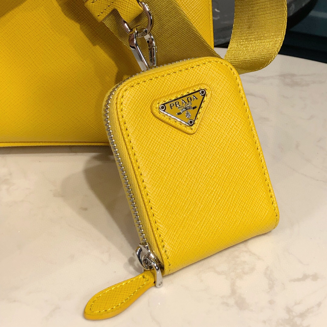 Pra*a Saffiano Lux Galleria In Yellow For Women 9in/ 23cm