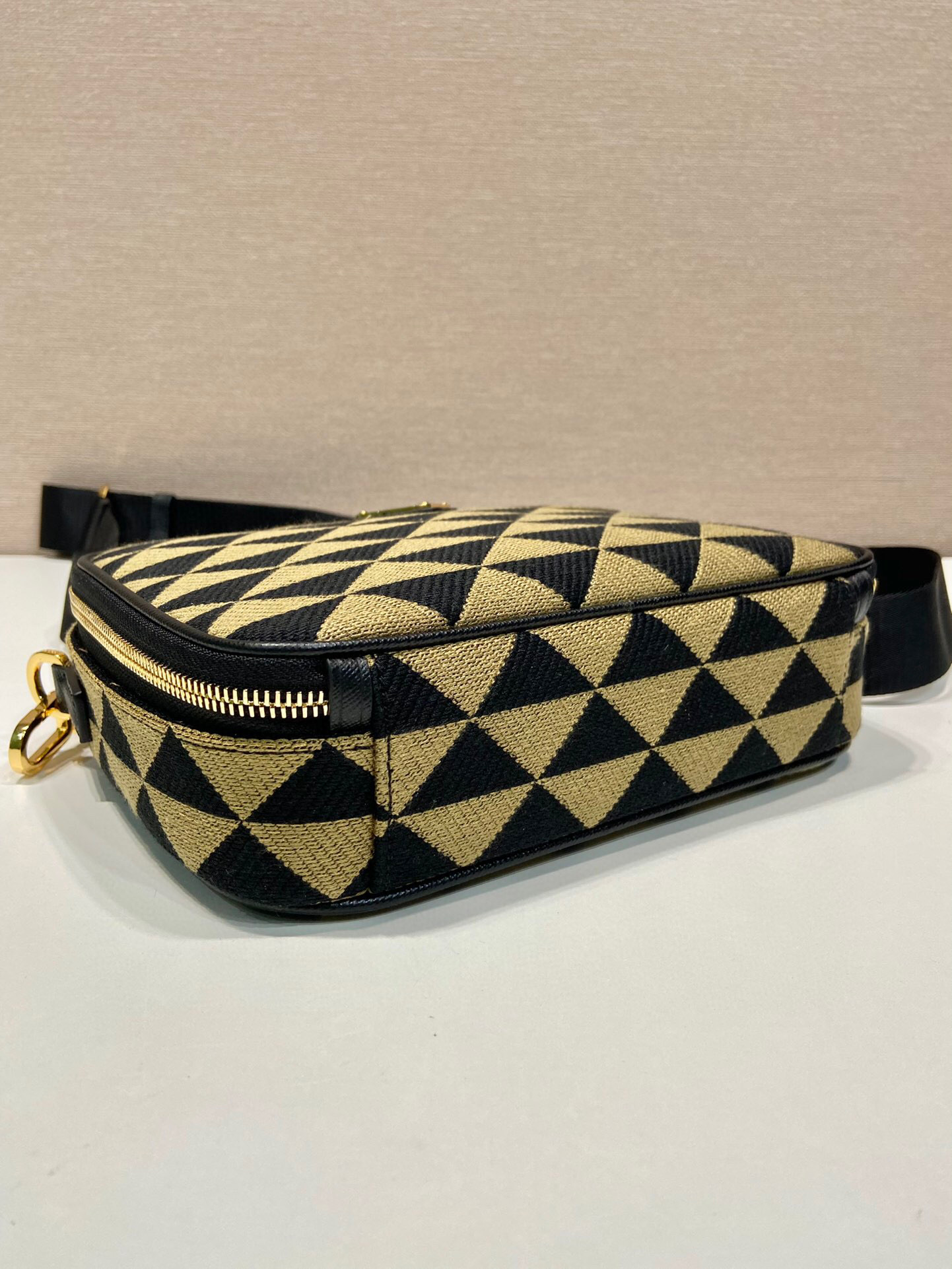 Pra*a Symbole Embroidered Fabric Bag In Beige For Women 8.6 in/ 22 cm 2VH069_2FKL_F0Y30_V_MOF