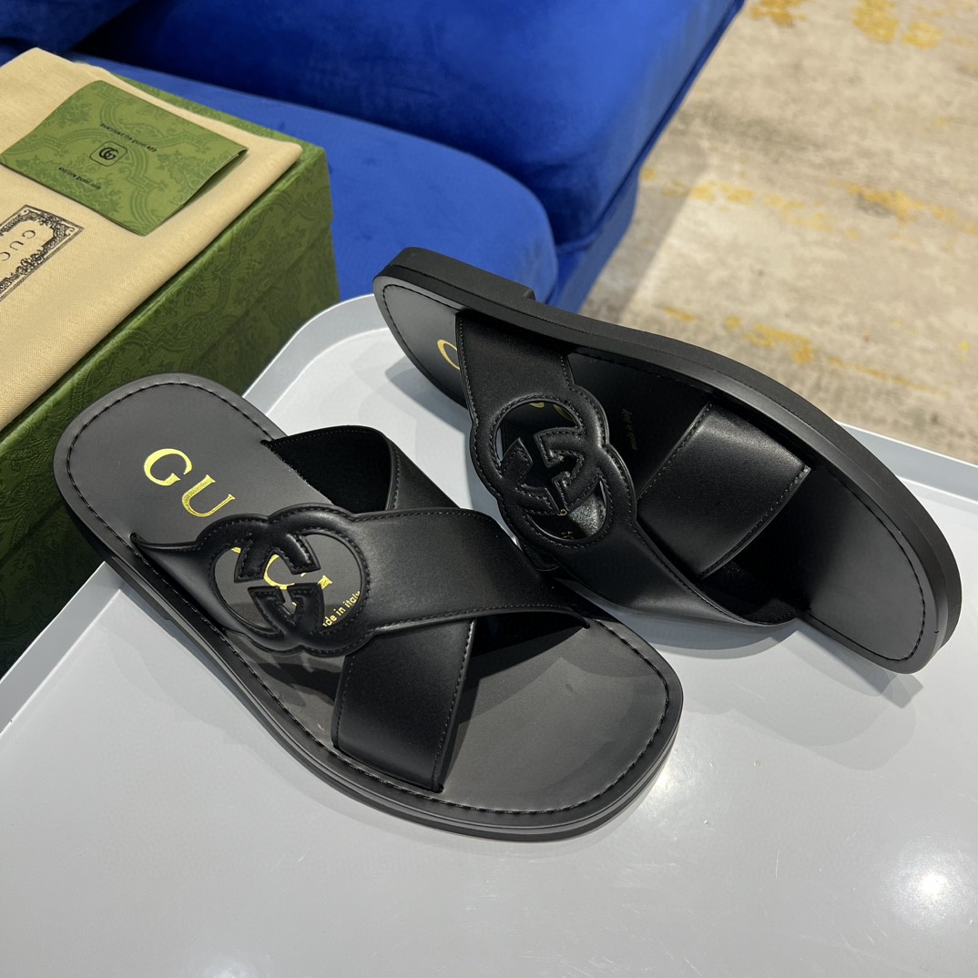 Gvc*1 Interlocking-G Slide Sandal Black For Men 738471 US000 1000