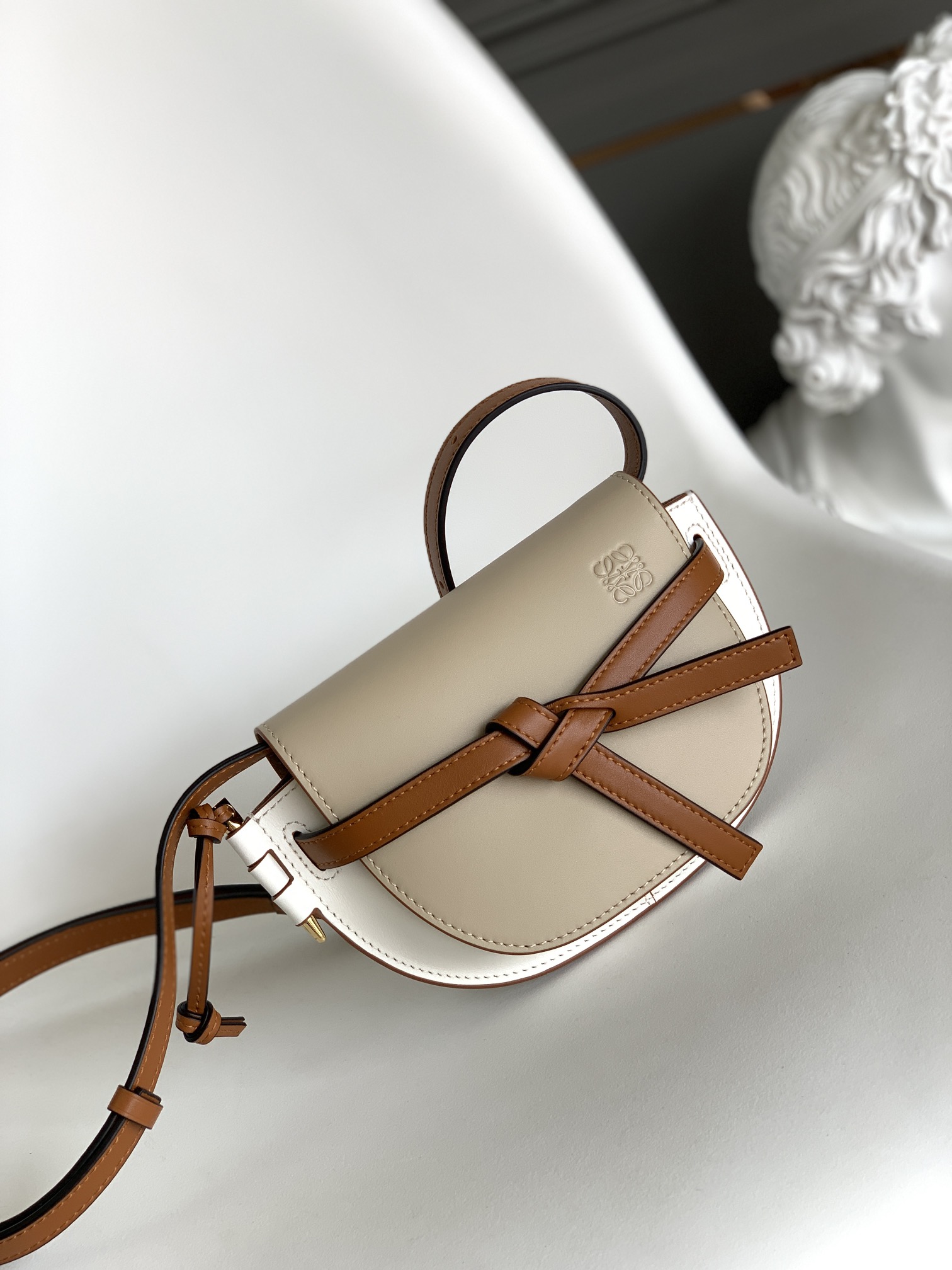L0ew* Mini Gate Dual Bag Beige/Brown For Women 8.3in / 21cm