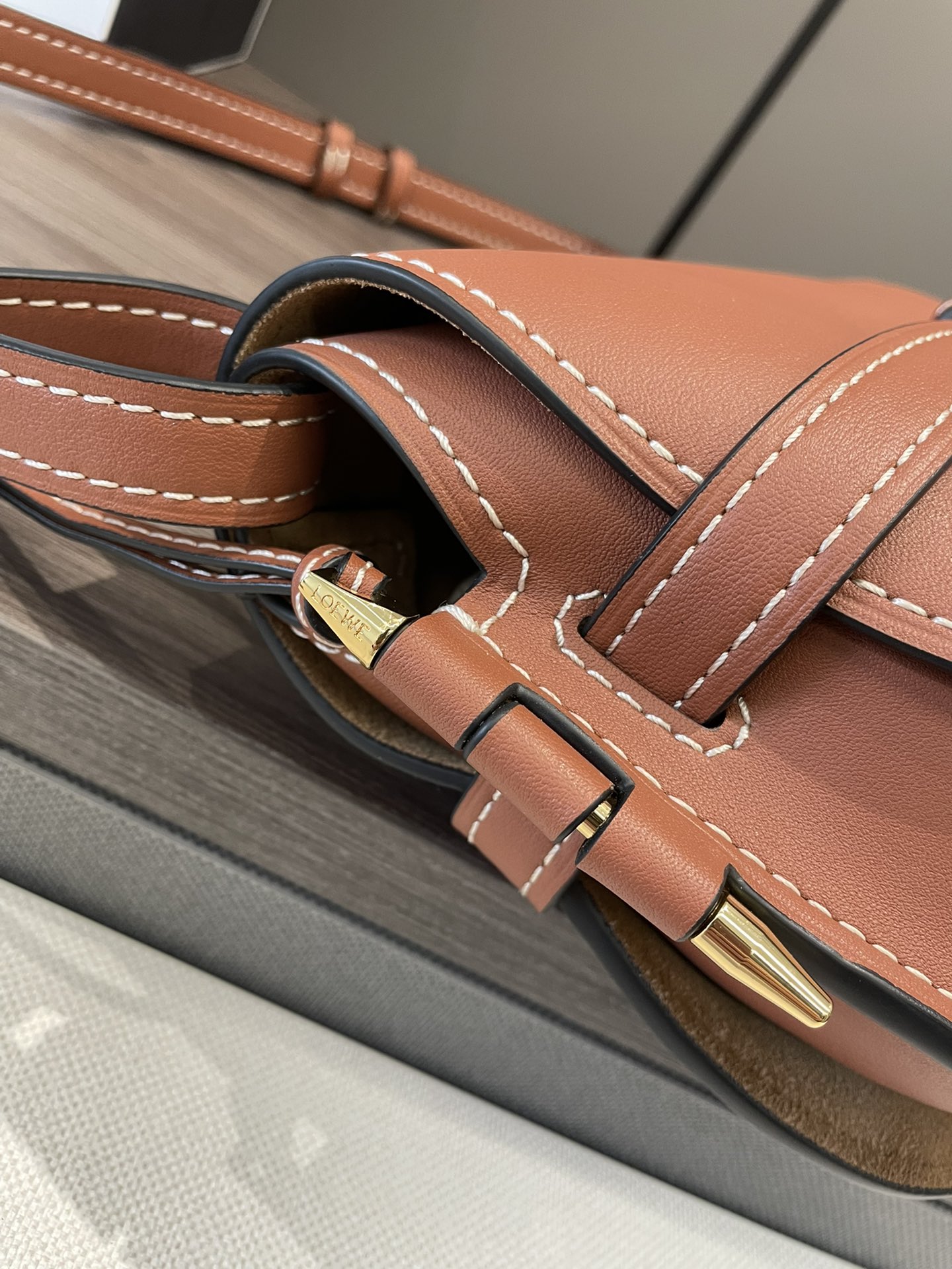 L0ew* Mini Gate Dual Bag Brown For Women 8.3in / 21cm