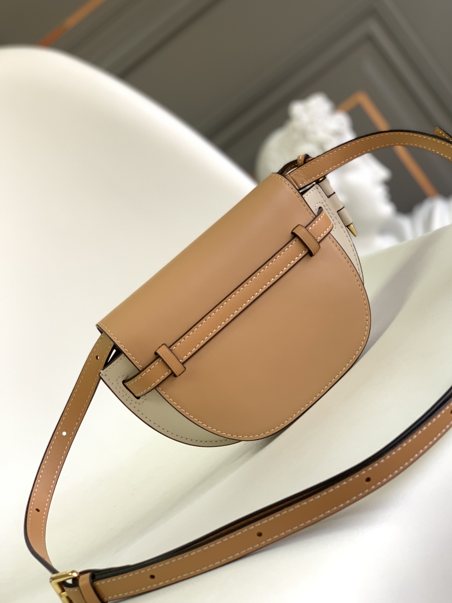 L0ew* Mini Gate Dual Bag Beige/Brown For Women 8.3in / 21cm