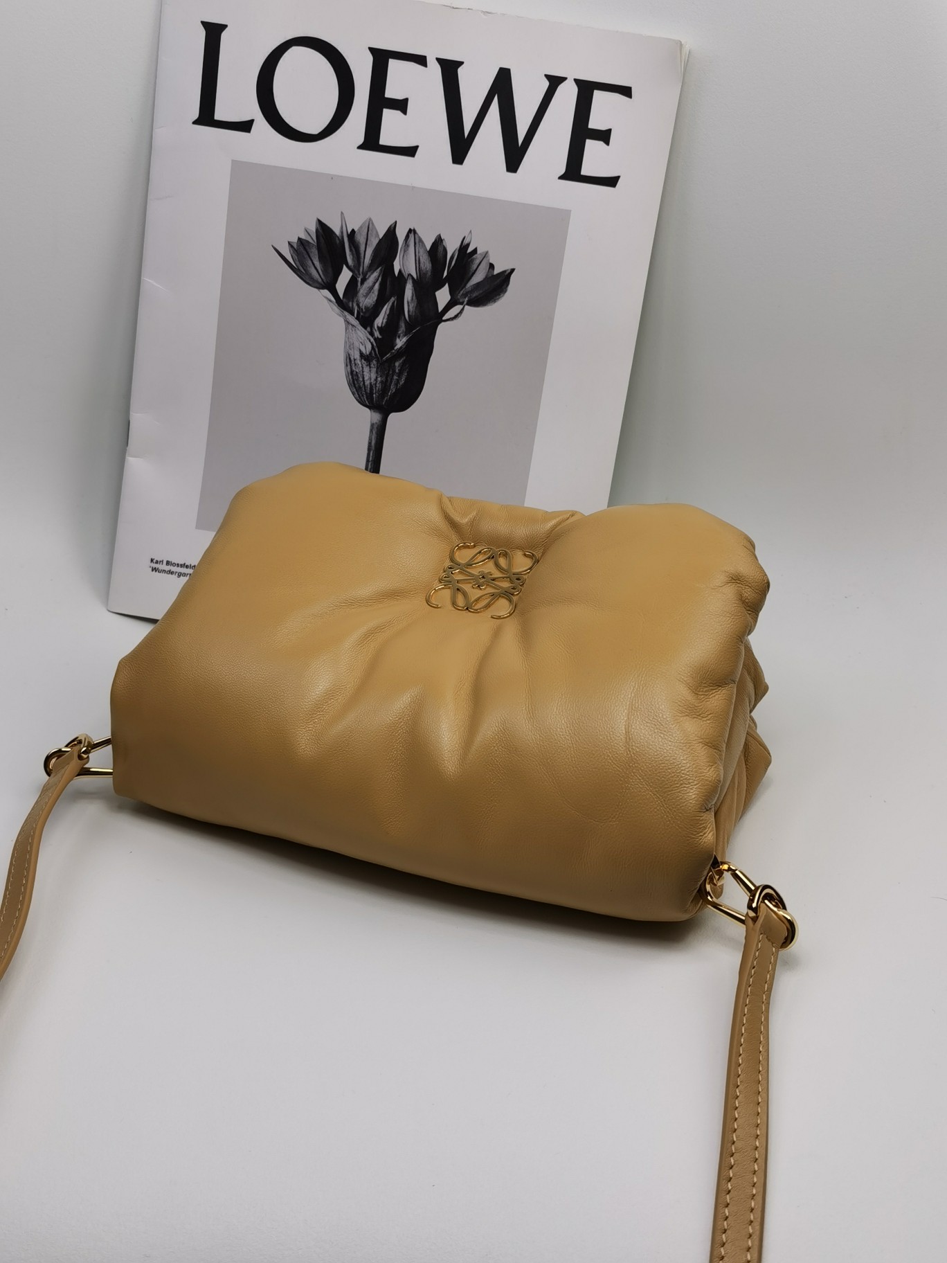 L0ew* Mini Puffer Goya Bag Black/Beige/Green Khaki For Women 7.9in / 20cm A896W56X01