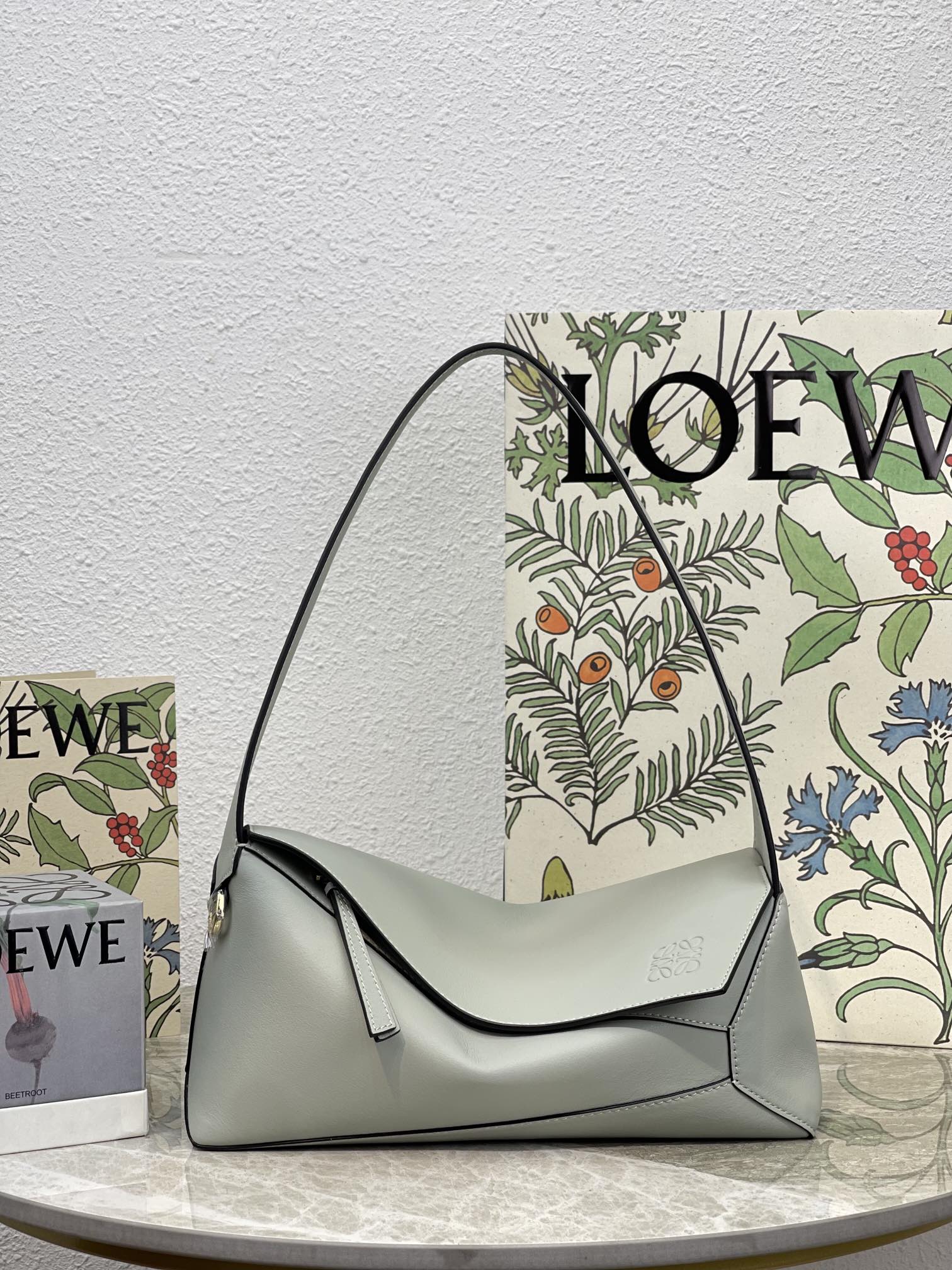 L0ew* Puzzle Hobo Bag Black/Light Green/Pink/Yellow/White For Women 11.3in / 28.7cm A510J67X01