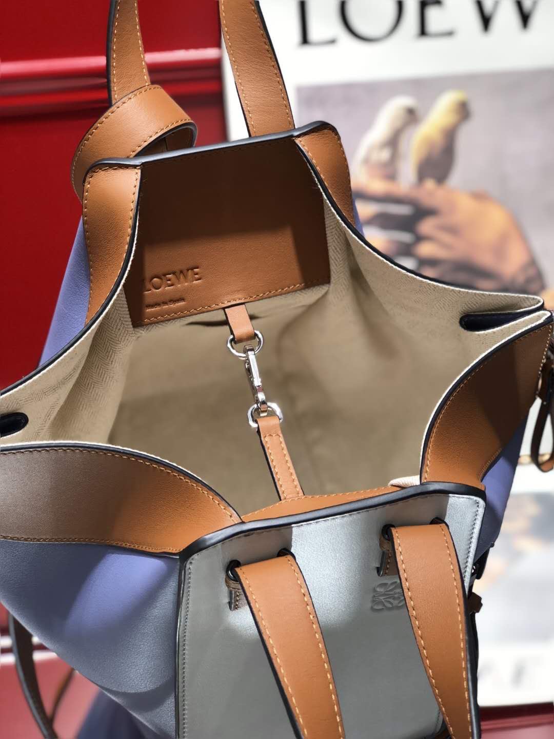 L0ew* Small Hammock Bag Blue/Pink/Beige/White/Brown/Burgundy/Grey For Women 11.8in / 30cm