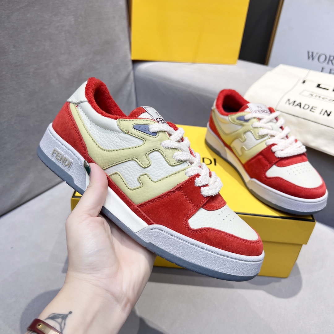 F**di FD Match Low Tops Sneakers Red For Men 7E1493AI1NF1H1D