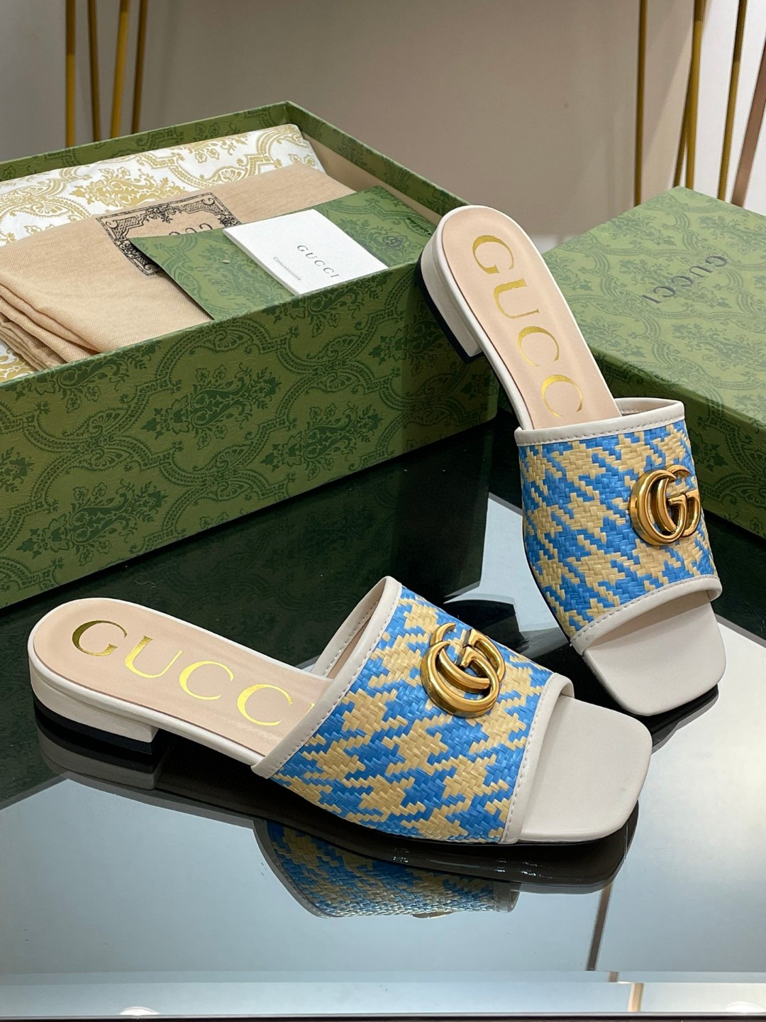 Gvc*1 Slide Sandal With Double G Blue For Women