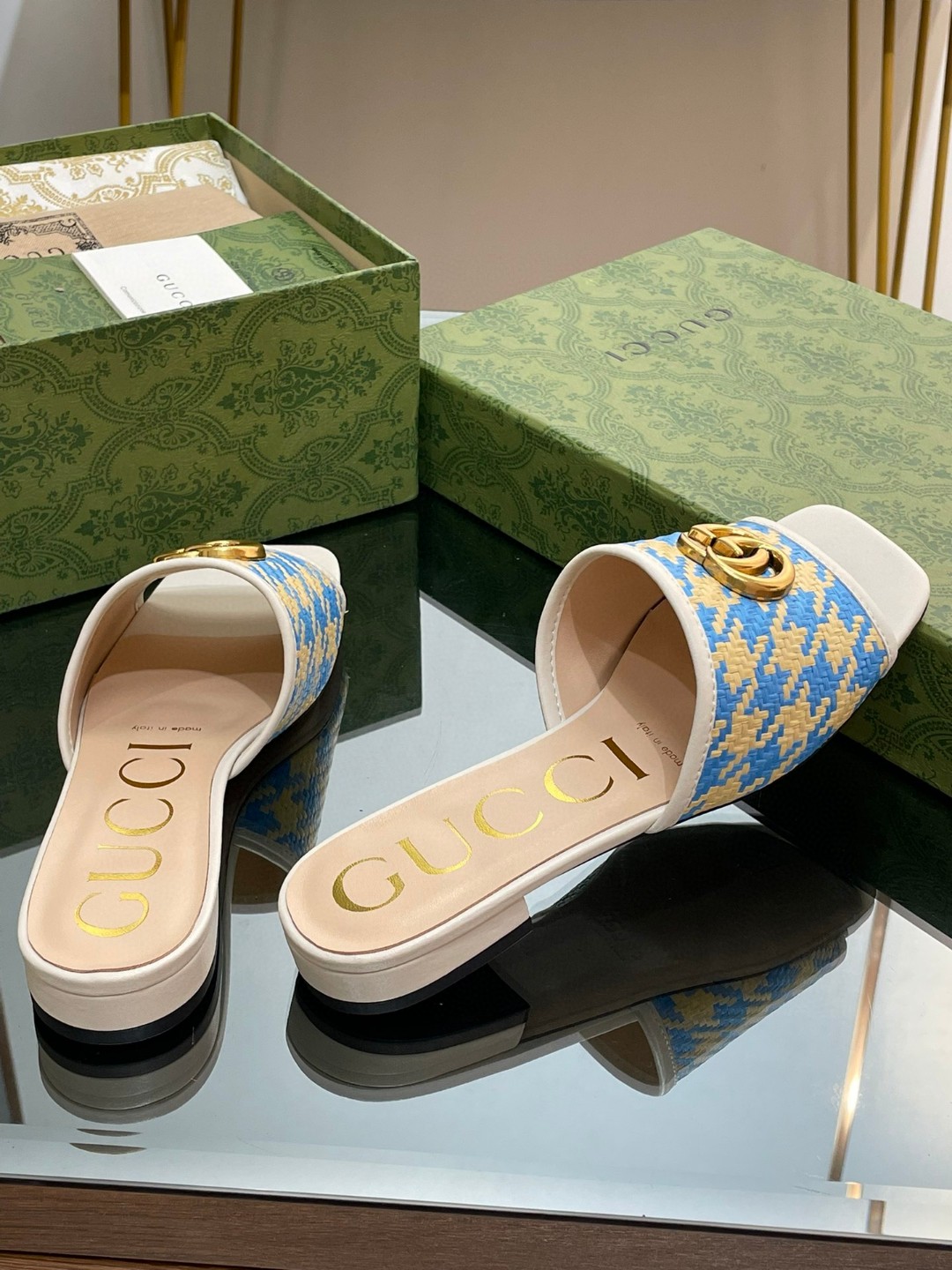 Gvc*1 Slide Sandal With Double G Blue For Women