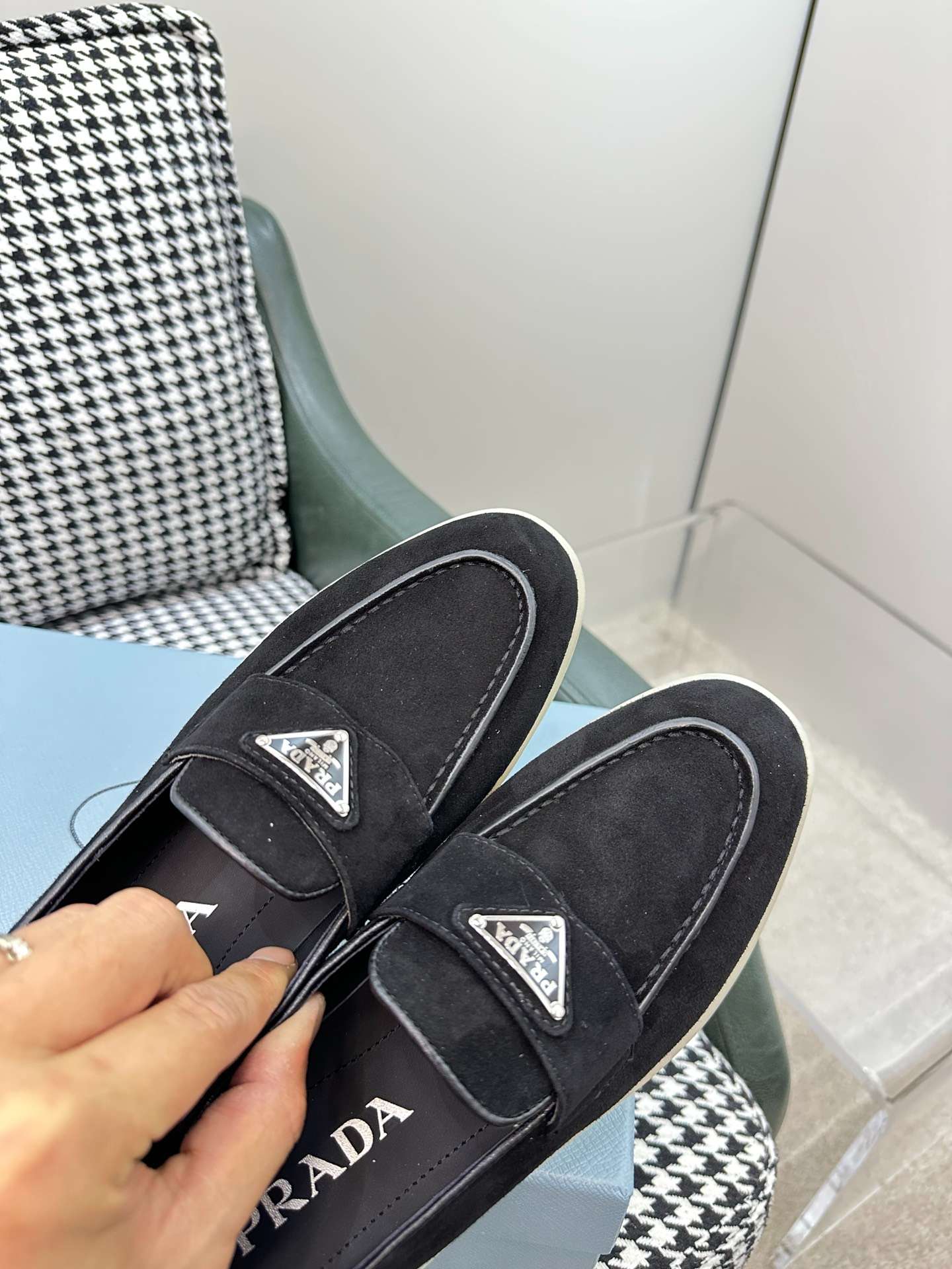 Pra*a Brushed Loafers Black For Women