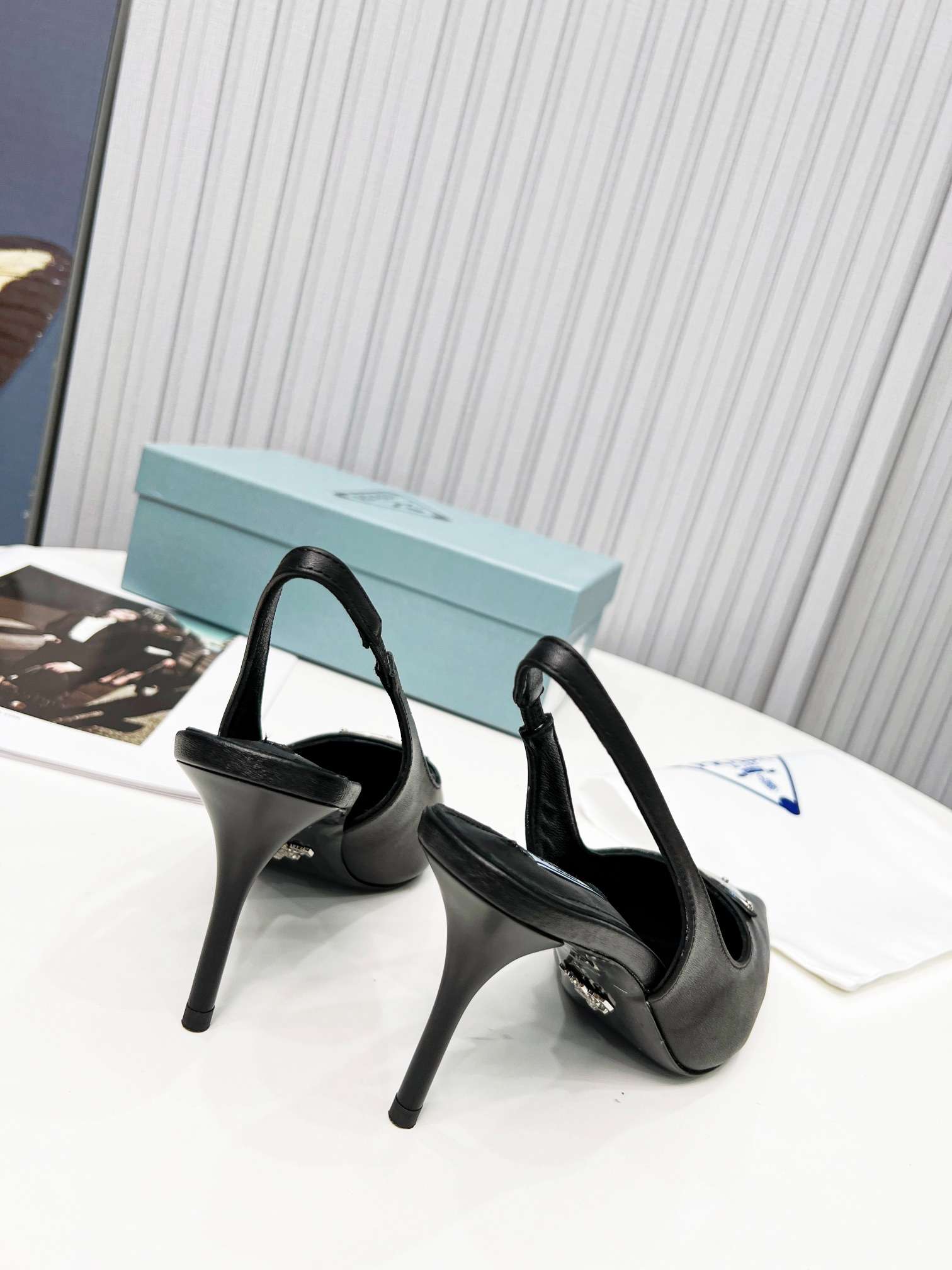 Pra*a Brushed Sling Pumps Black For Women