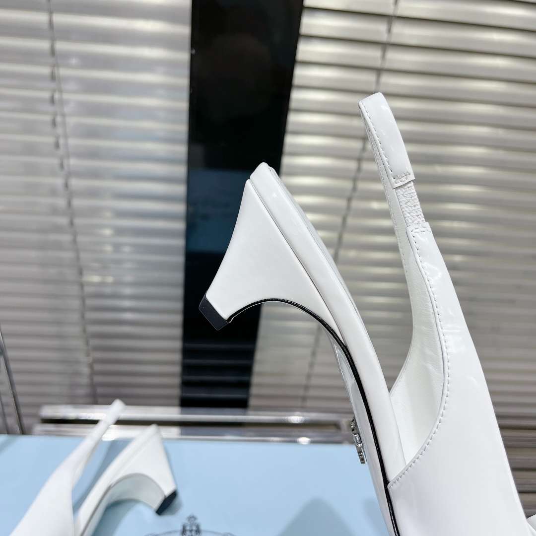 Pra*a Frill Slingback Pumps White For Women