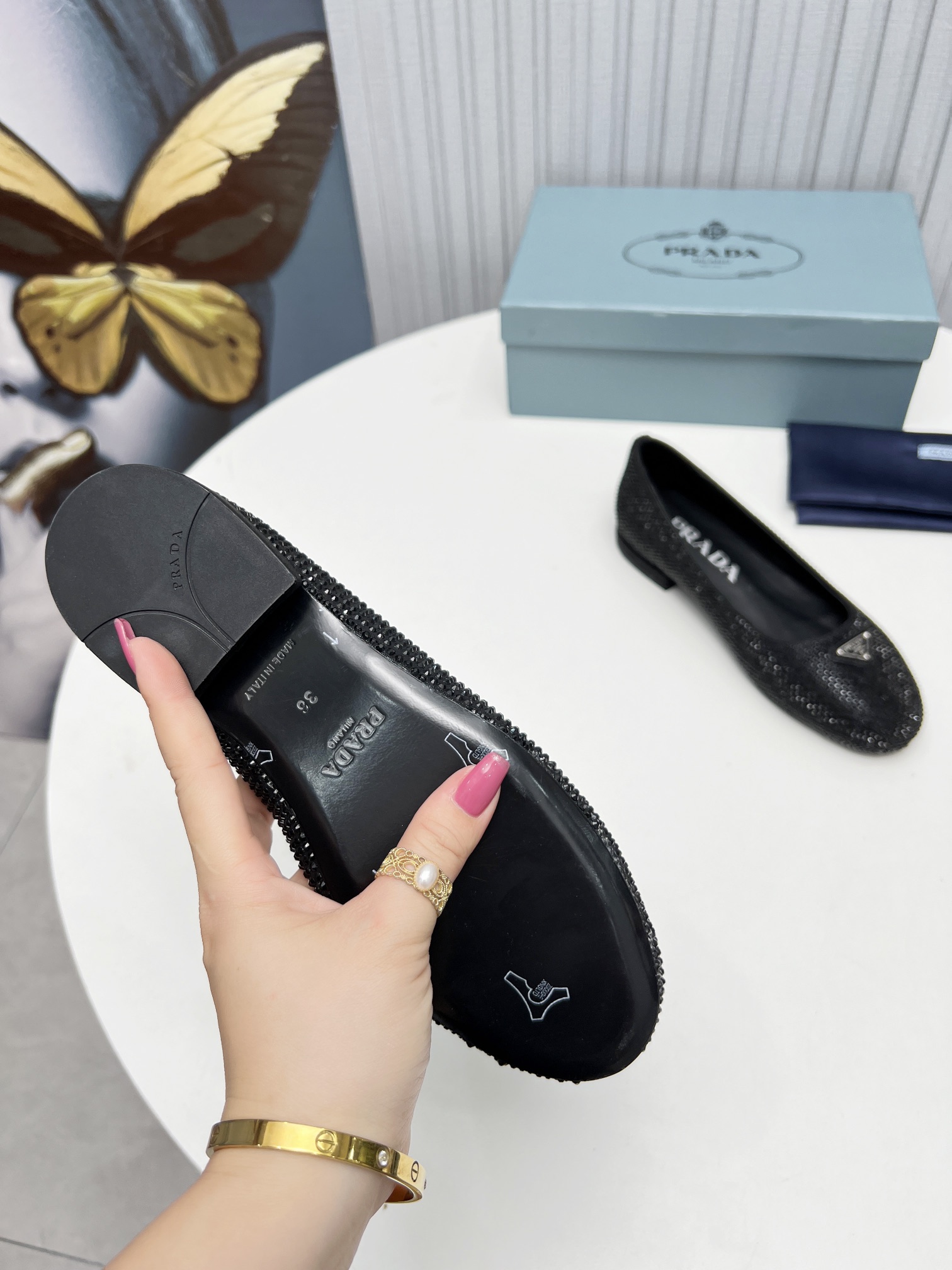 Pra*a Patent Ballerinas Black For Women