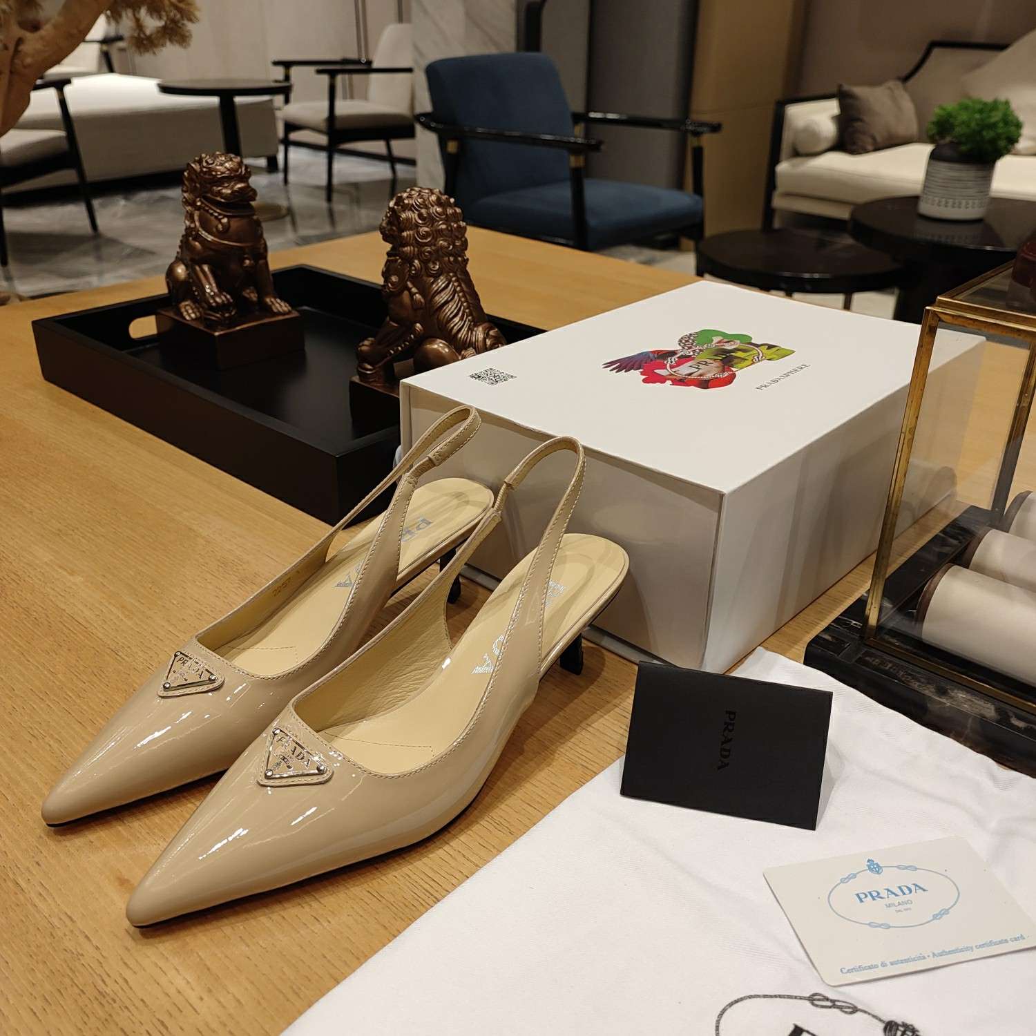 Pra*a Slingback Spike Pumps Brown For Women