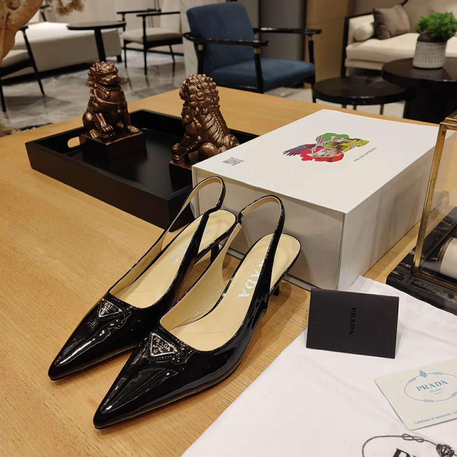 Pra*a Slingback Spike Pumps Black For Women