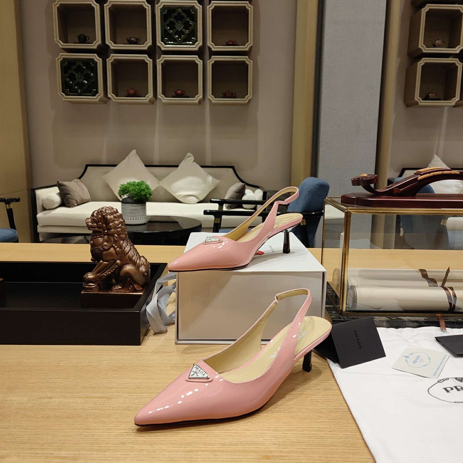 Pra*a Slingback Spike Pumps Pink For Women