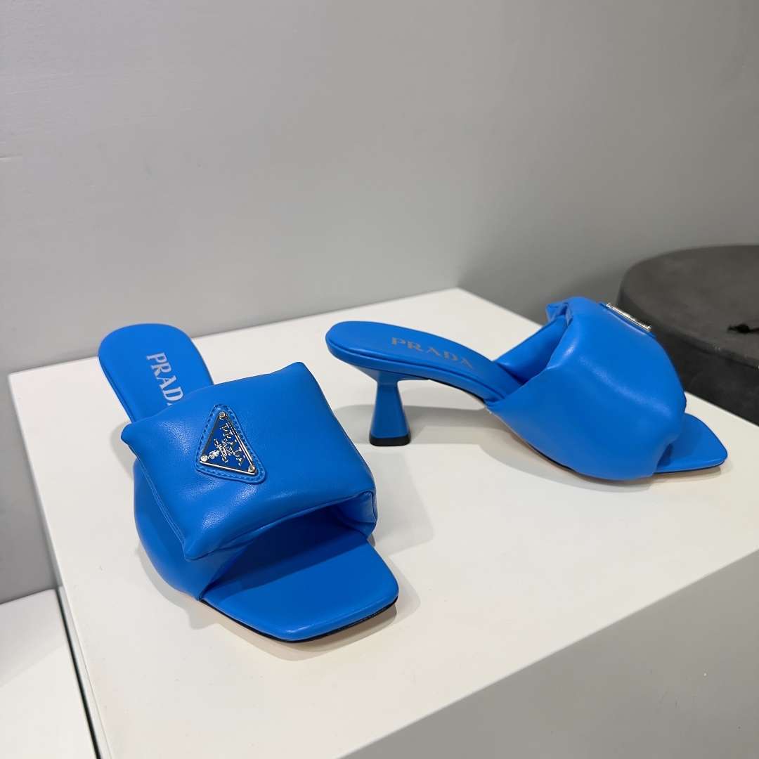 Pra*a Soft Padded Nappa Sandals Blue For Women