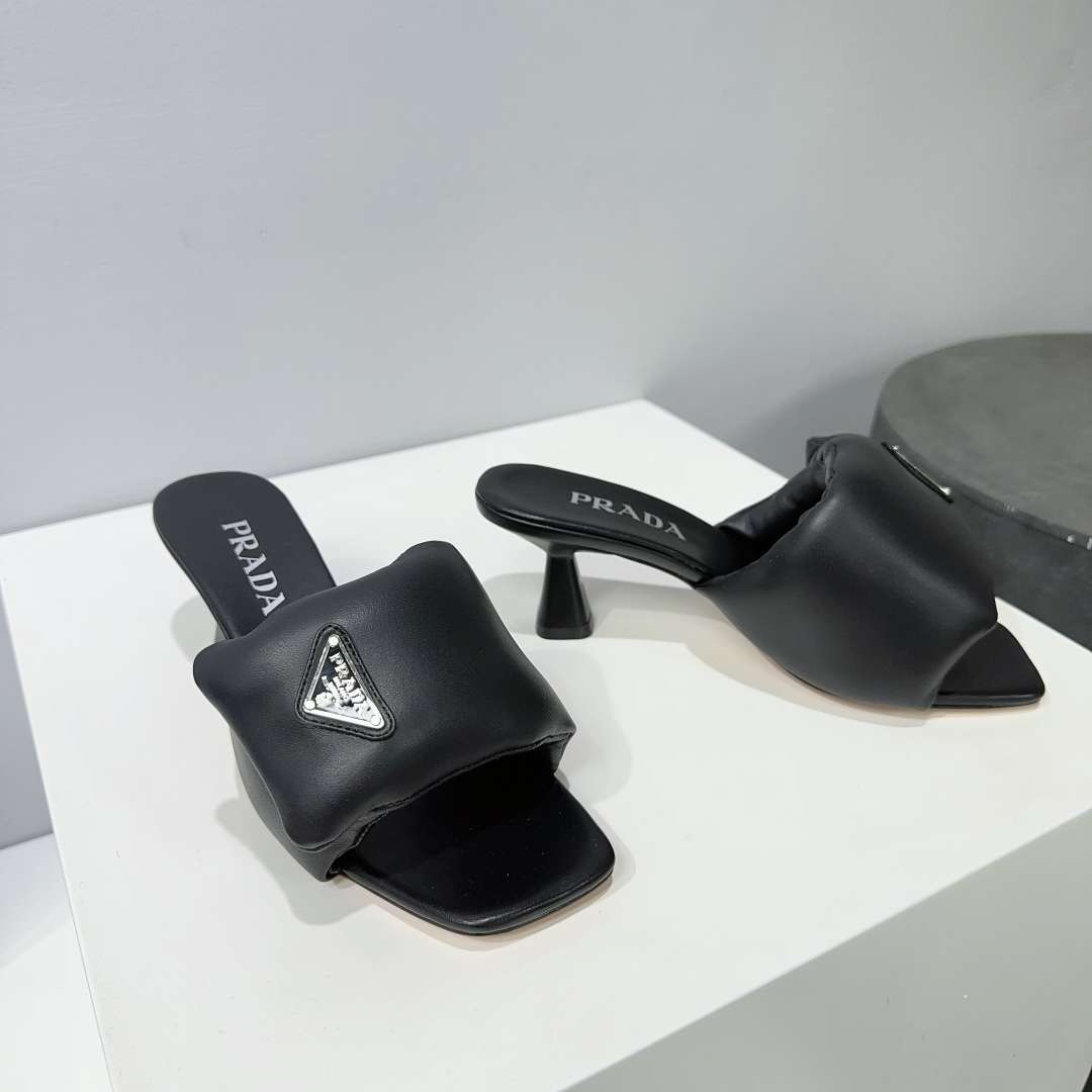 Pra*a Soft Padded Nappa Sandals Black For Women