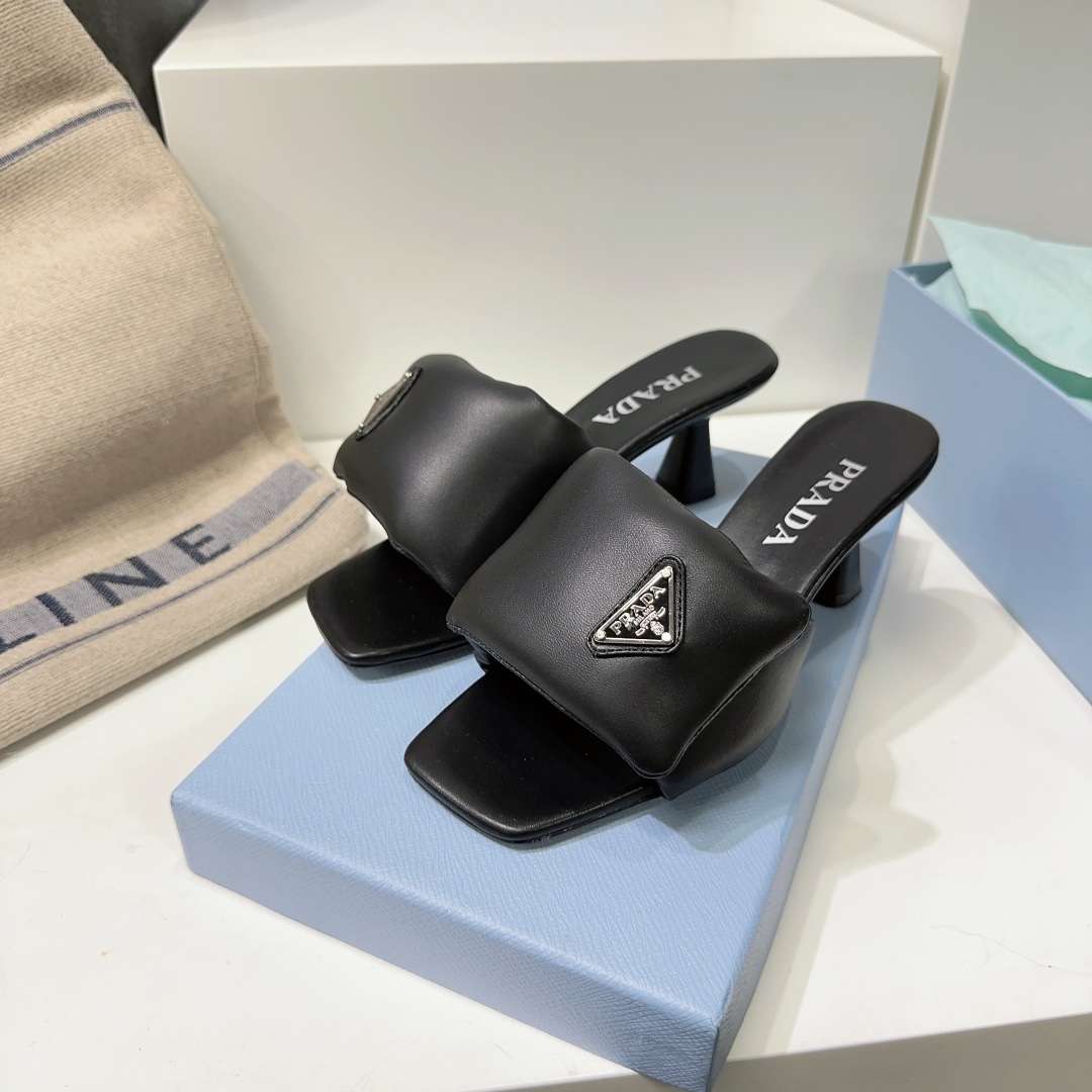 Pra*a Soft Padded Nappa Sandals Black For Women