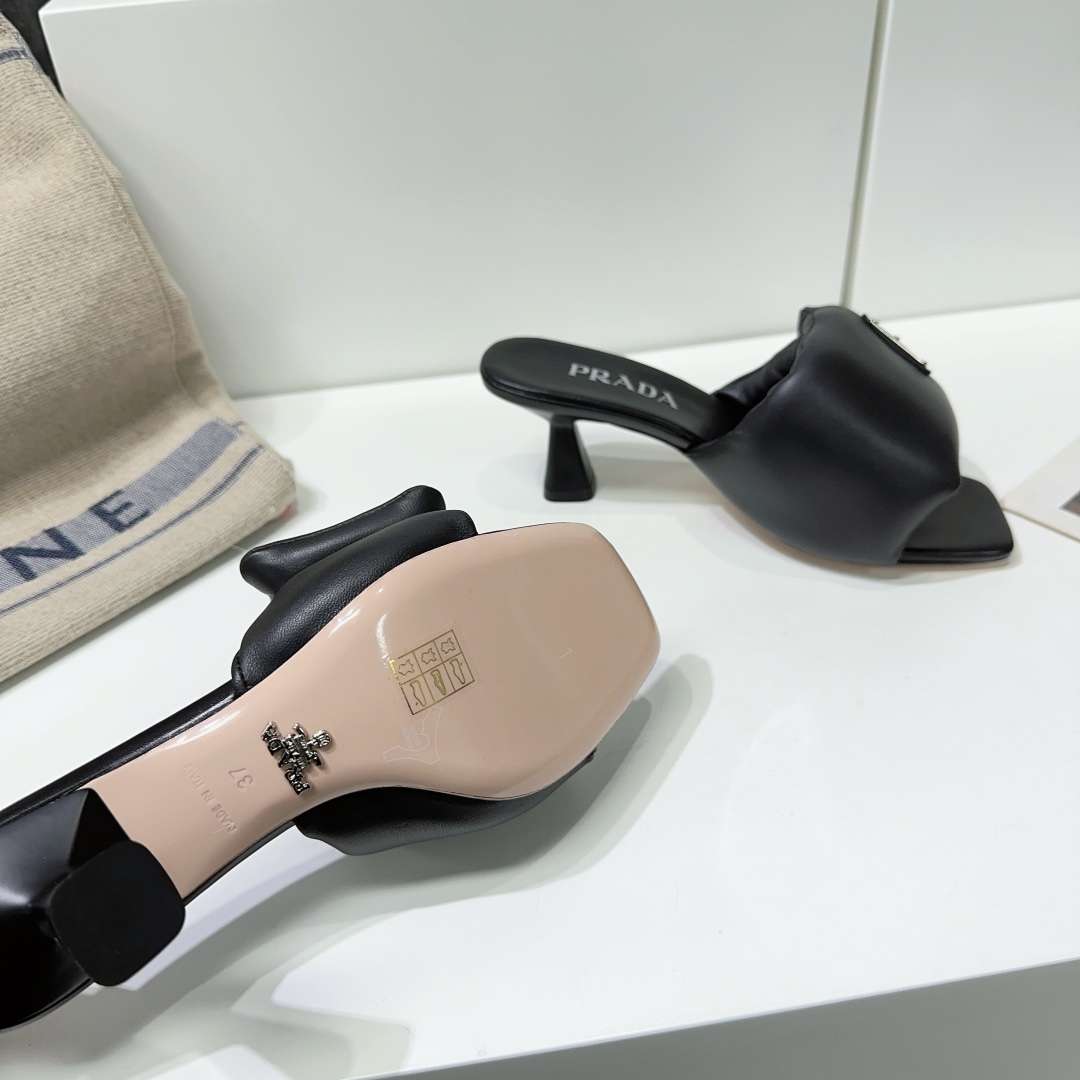 Pra*a Soft Padded Nappa Sandals Black For Women