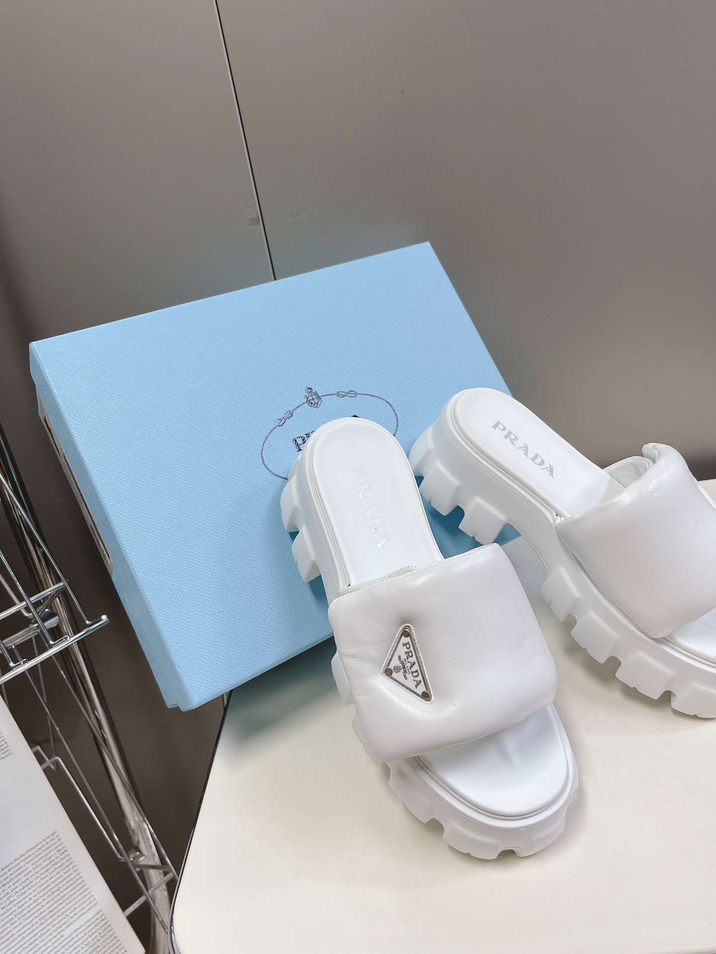 Pra*a Soft Padded Slides White For Women