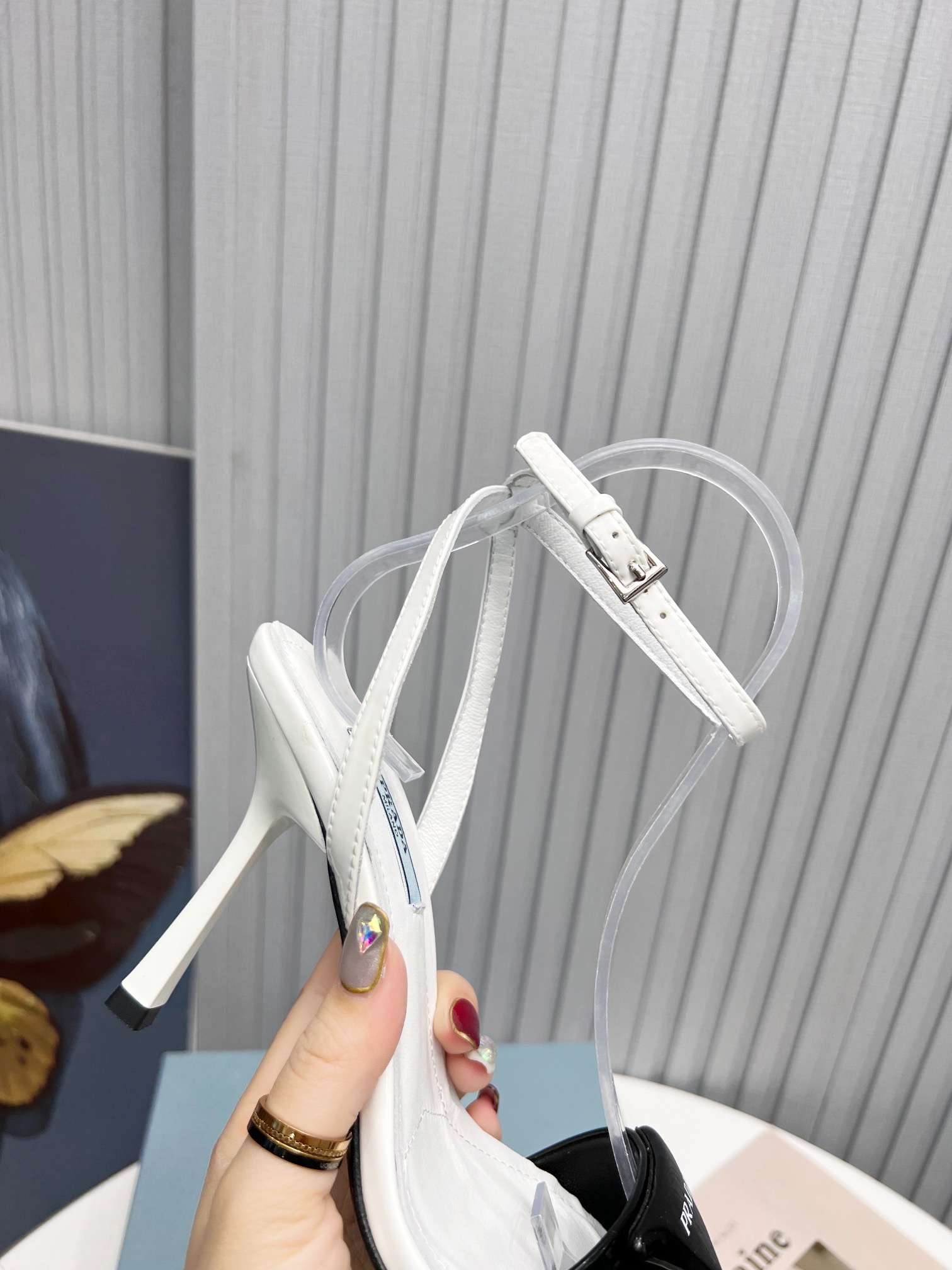 Pra*a Square Toe Pointed Pumps White For Women