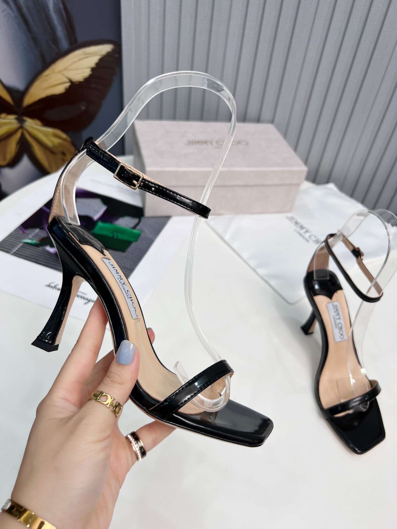 Pra*a Strap High Heels Pumps Black For Women