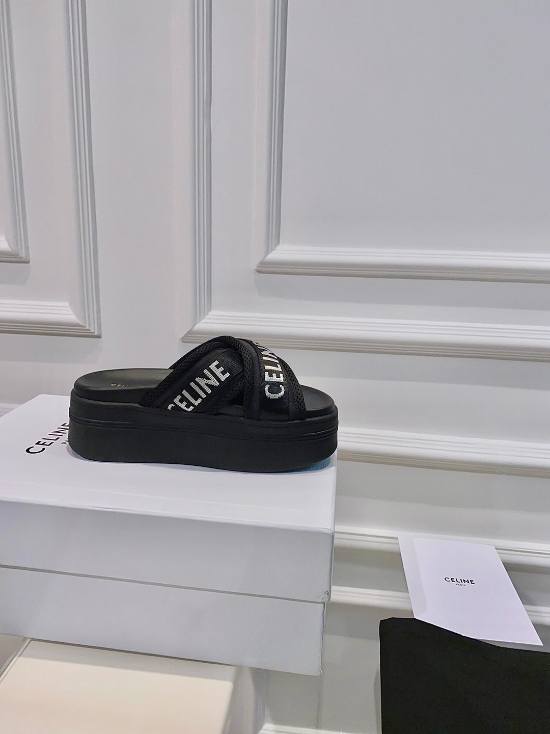 Ce1i*e Block Slide In Mesh And Textile With Ce1i*e Jacquard Black For Women 354412276C.38AB