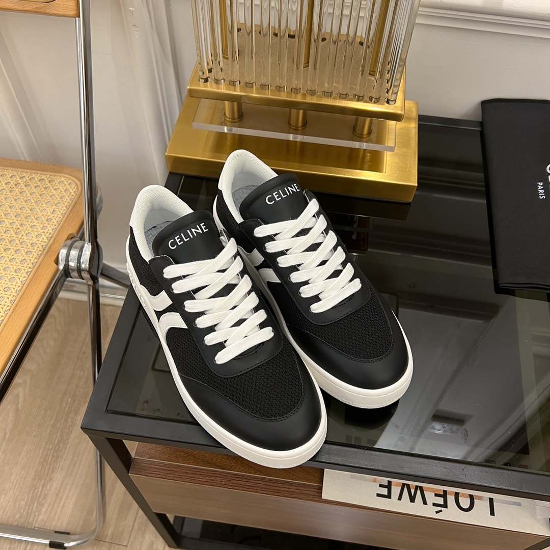 Ce1i*e Tennis Sneakers And Laminated Black And White For Women