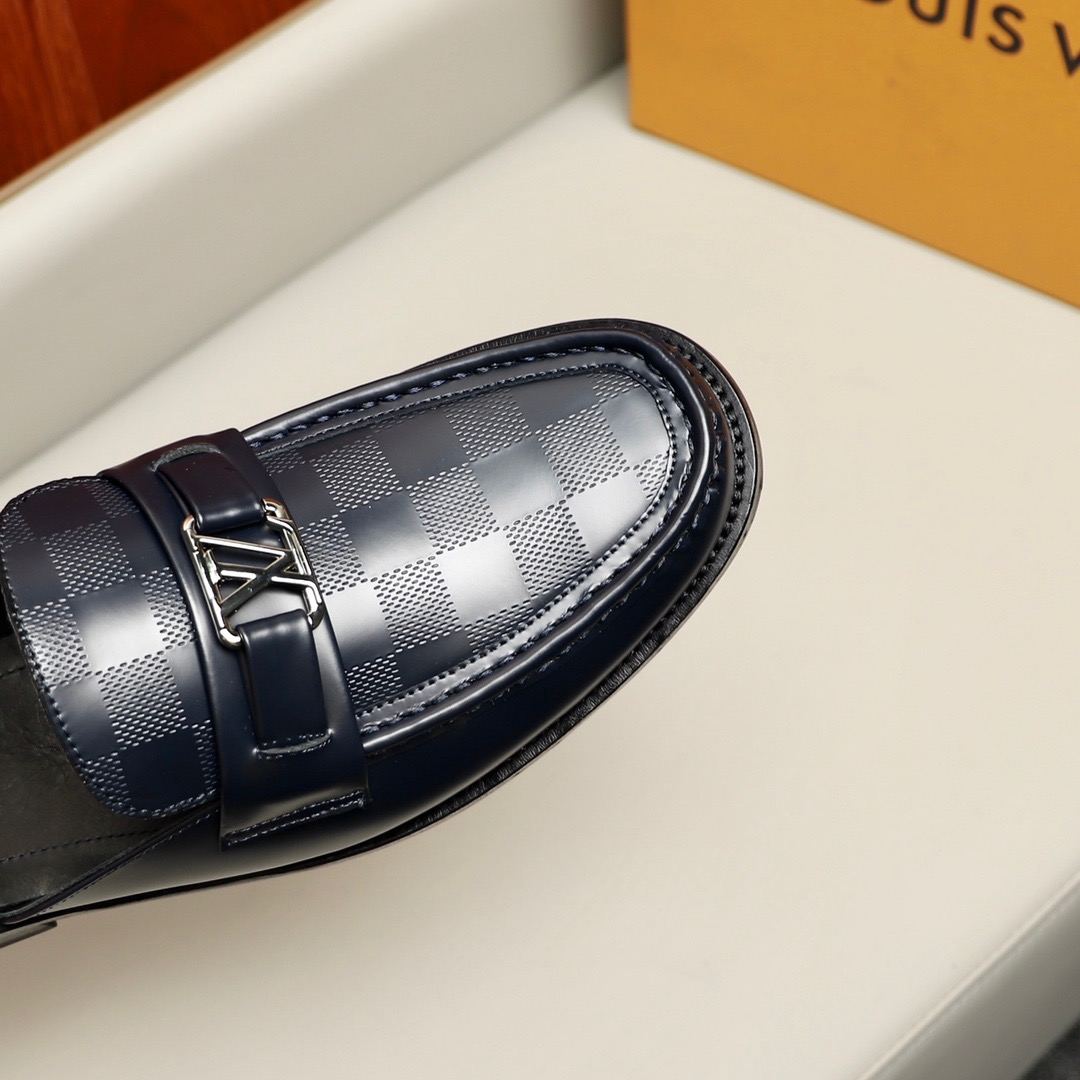 L0vis Vvtt0n Major Open Back With Square Pattern Loafer Dark Blue For Men