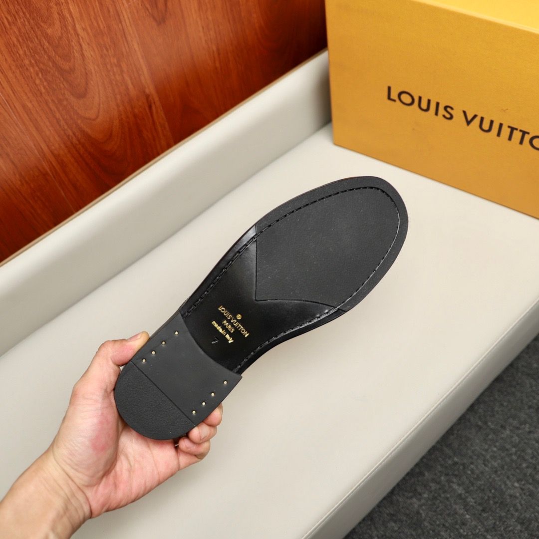 L0vis Vvtt0n Major Open Back With Square Pattern Loafer Black For Men