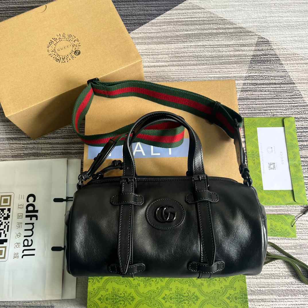 Gvc*1 Small Duffle Bag With Tonal Double G Black/Green Khaki/Grey 11.2 in/28.5cm 725701 AABDE 1060