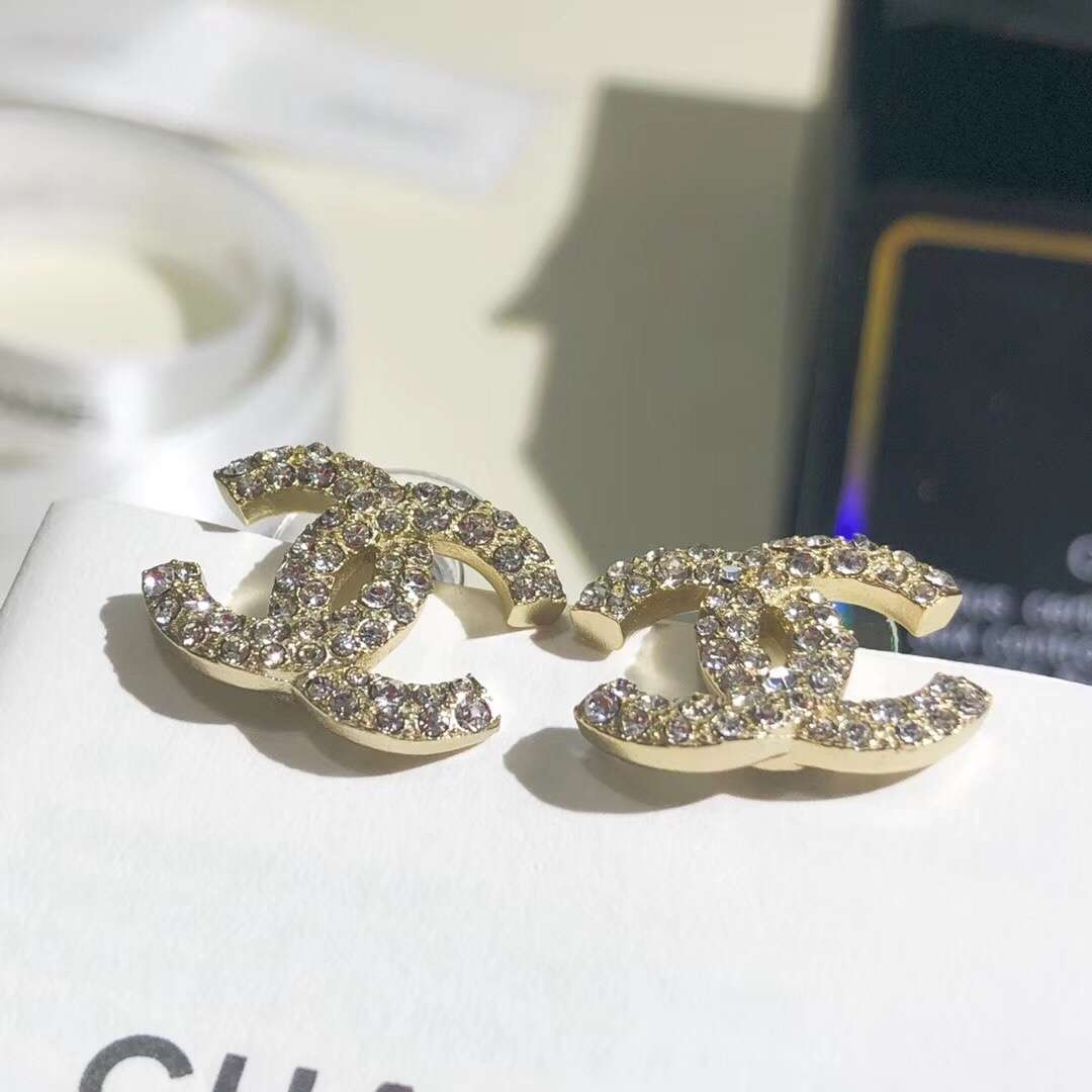 Ch**el D1am0nd Earrings Gold For Women