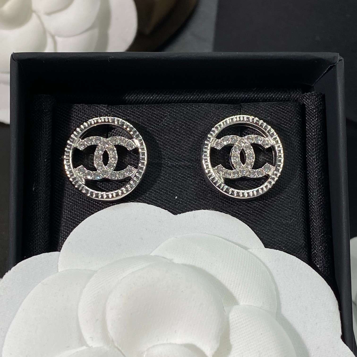 Ch**el Double C Earrings Silver For Women