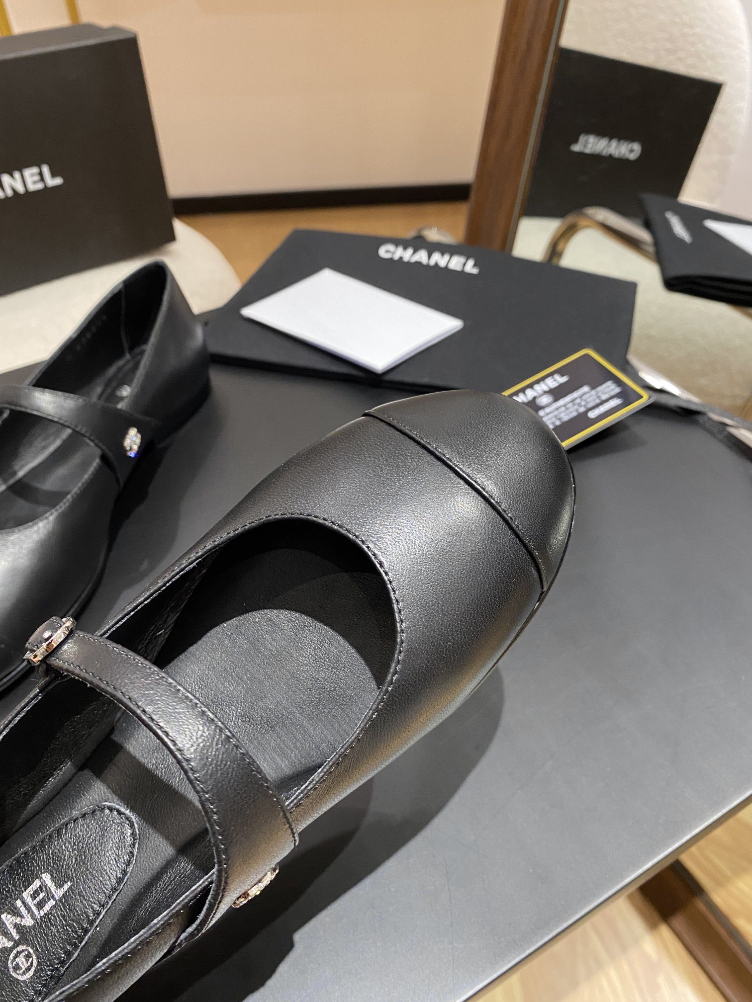 Ch**el Flat Shoes Black For Women